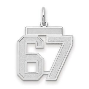 14k White Gold, Jersey Collection, Medium Number 67 Pendant